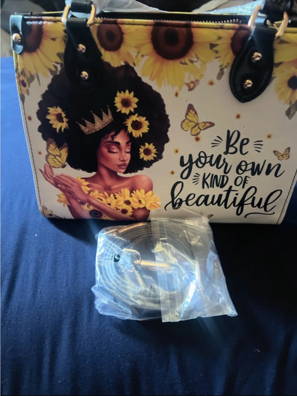 Sunflower Afro Print Tote Bag - Yellow and Black